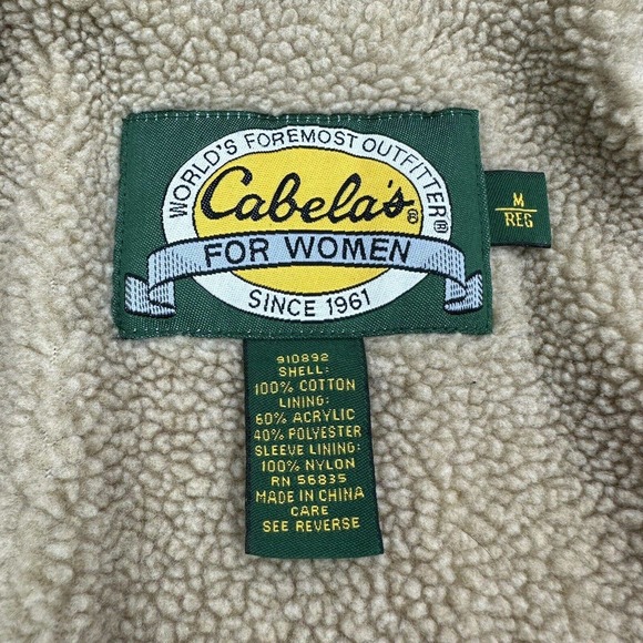 Cabela's Women M Reg Sherpa Lined Canvas Jacket Chore Coat Navy Blue Western Zip - Picture 7 of 9